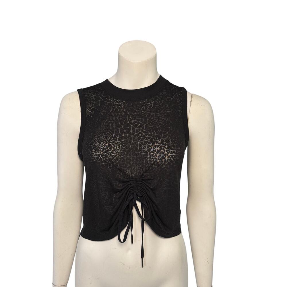 Lululemon Cinch Me Up Front Tank Est. Women's 4 in Black Veil Crop Semi-sheer
